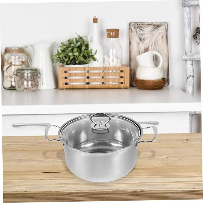 Stainless Steel Cookware Set with Saucepan Lid Soup Pot Milk Pot and Frying Pan Smooth Surface for Easy Cleaning Thick Bottom for Quick Heating