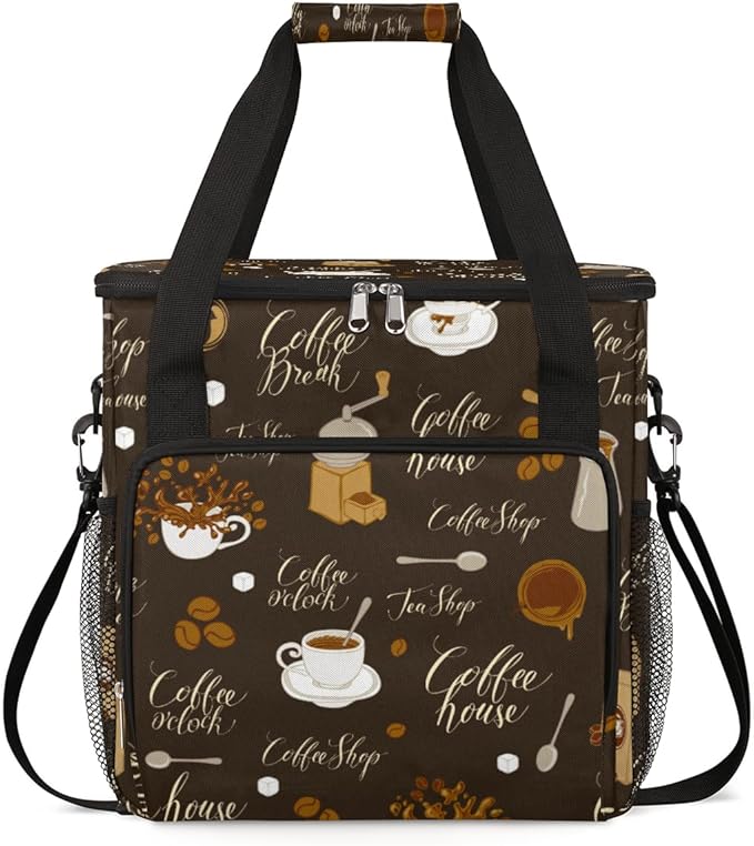 cfpolar Coffee Maker Storage Bag Waterproof Travel Carrying Storage Tote Bag Organizer Case Compatible with K-Mini or K-Mini Plus And Suitable for Other Accessories With Pockets for K-Cup Pods