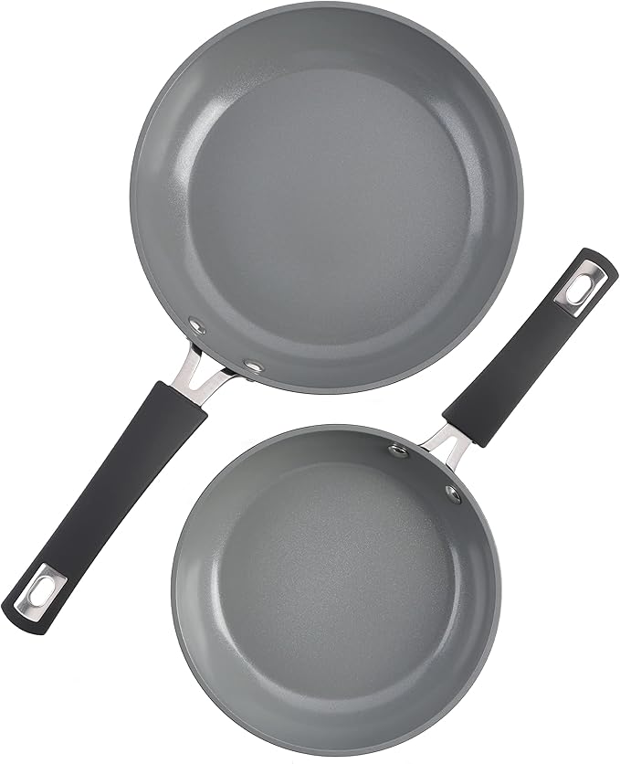 Kenmore Arlington Healthy Nonstick Ceramic Coated Forged Aluminum Induction Cookware 12-Piece Black Exterior/Grey Interior