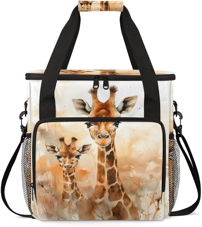 Watercolor Giraffe Coffee Maker Carrying Bag Abstract Giraffe Travel Storage Bag Compatible with K-Mini or K-Mini Plus Single Serve Coffee Brewer Carrying Case with Multiple Pockets &amp Shoulder S