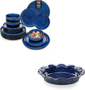 vancasso Starry 18 Pieces Dinnerware Sets for 6 Bundles 9 Inches Stern Ceramic Pie Pan for Baking