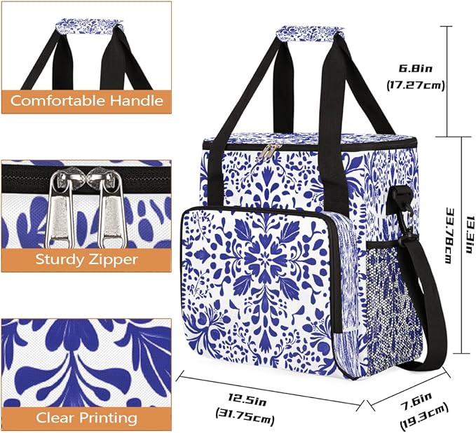 Talavera Mexican Style Coffee Maker Carring Bag Travel Carrying Storage Tote Bag Compatible with Keurig K-Mini or K-Mini Plus Portable Single Serve Coffee Brewer Case with Pockets for K-cup Pods