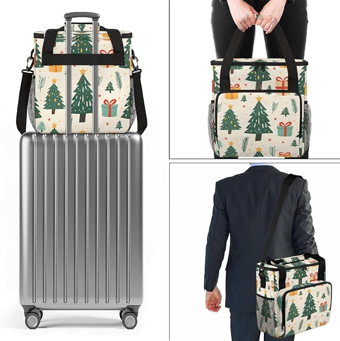 Christmas Gift Coffee Maker Carrying Bag Modern Tree Travel Storage Bag Compatible with K-Mini or K-Mini Plus Single Serve Coffee Brewer Carrying Case with Multiple Pockets &amp Shoulder Strap