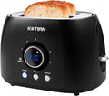 Toaster 2 SliceKOTIAN Retro Toaster1.5 Extra Wide SlotStainless Steel Toasters BagelDefrostReheatCancel Function 6 Toast Settings Digital TimerRemovable TrayMatte Black