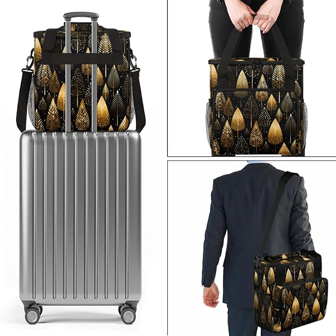 Trees Themed Coffee Maker Travel Bag for Keurig K-Mini/K-Mini Plus Insulated Waterproof Tote with Pockets for K-Cup Portable Single-Serve Brewer Case
