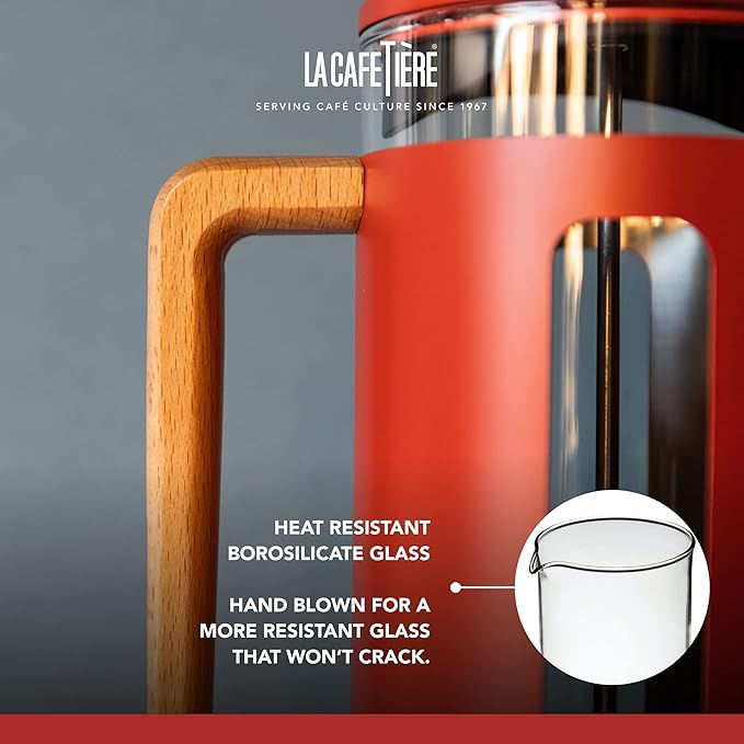 La Cafetière Pisa Stainless Steel Cafetière Eight Cup Red Gift Boxed