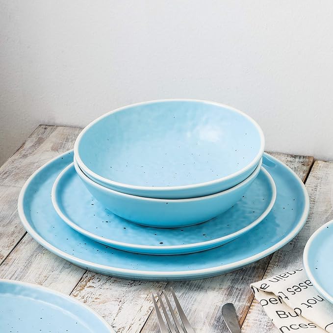 Stone lain Elena Stoneware Dish Set 4 Salad Plates Blue