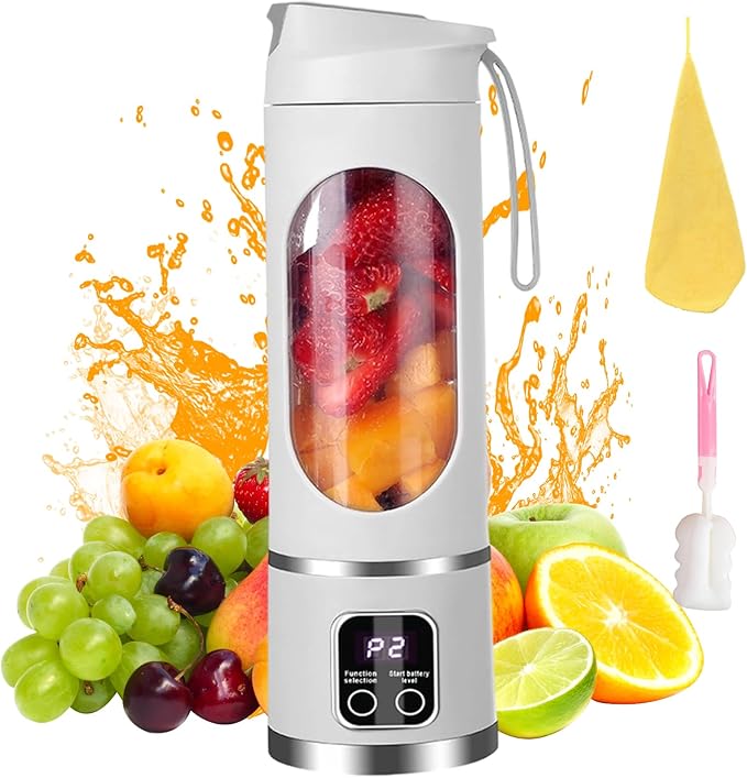 Digital Display Juicer Portable Multimode Blender with Smart LED Display Fresh Juice Blenders for Diet-Friendly Leak Proof Design for Smoothies Liquid Diet (White)