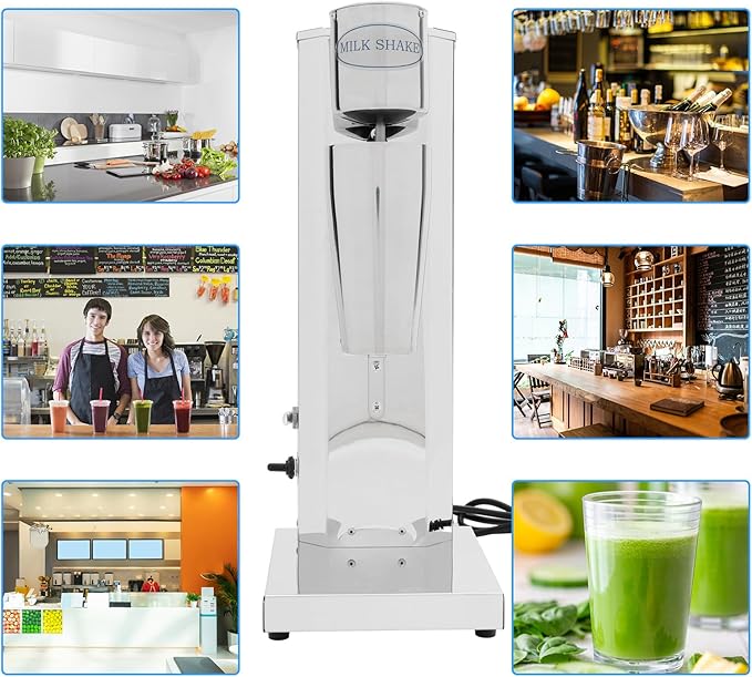 Electric Single Head Milk Shaker180W 2Speed Adjustable Stainless Steel Silver Commercial Drink Mixer With 1Stainless Steel Mixing CupSmoothie Malt For Cocktail Tea Coffee