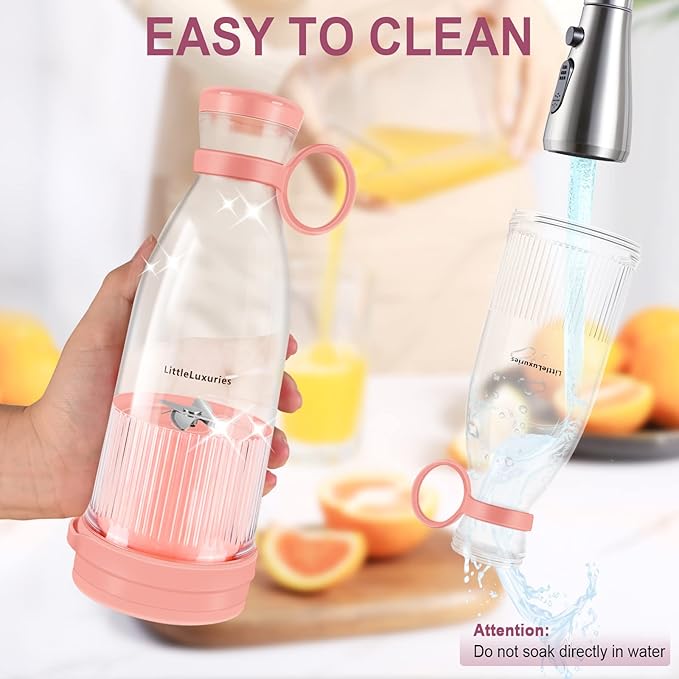 Portable Manual Food Blender Pink
