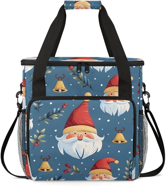 Abstract Santa Claus Coffee Maker Carrying Bag Graffiti Santa Claus Travel Storage Bag Compatible with K-Mini or K-Mini Plus Single Serve Coffee Brewer Carrying Case with Pockets &amp Shoulder Stra