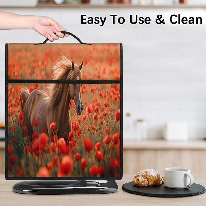 cfpolar Kitchen Aid Mixer Cover Compatible with 6-8 Quarts Animal Horse Red Flower Stand Mixer Cover Kitchen Aid Mixers Accessories Appliance Organizer Bag Dust Covers with Zipper Pocket