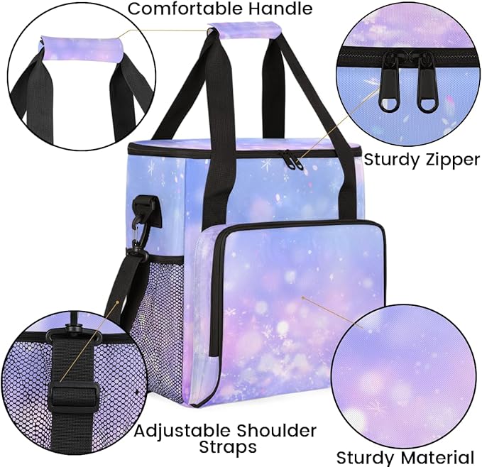 Glitter Coffee Maker Carrying Bag Blue Sequin Portable Travel Storage Tote Bag Compatible with K-Mini or K-Mini Plus Single Serve Coffee Brewer Carrying Case with Multiple Pockets &amp Shoulder Str