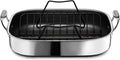 HexClad Hybrid Nonstick Roasting Pan with Rack Dishwasher-Friendly Oven-Safe Up to 900°F Compatible with All Cooktops