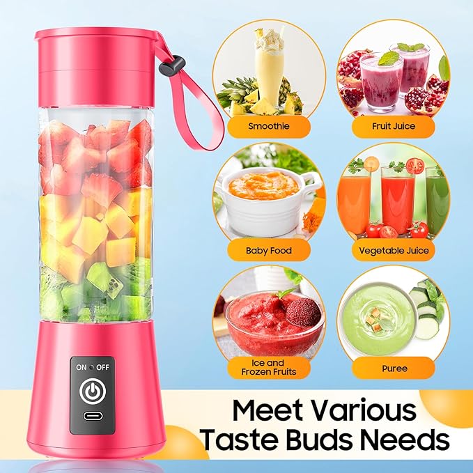 2026 Newly Upgraded Portable Smoothie Blender - Cordless Personal Blender Type-C Rechargeable 13Oz Juice Cup BAP Free 20000Rpm Speed Powerful Blending Freshly Squeezed in Sports/Office