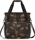 Leaf Plant Theme Coffee Maker Travel Bag for Keurig K-Mini/K-Mini Plus Insulated Waterproof Tote with Pockets for K-Cup Portable Single-Serve Brewer Case