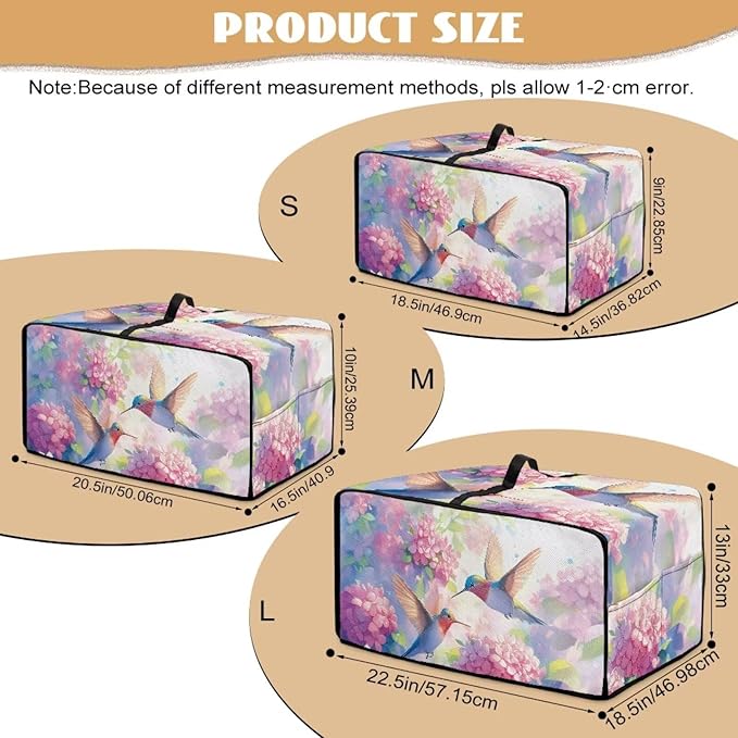 Toaster Oven Cover with Storage Pockets Fits Machines Up to 18.5x14.5x9 Convection Toaster Oven Covers for Family Kitchen Essential Hydrangea Hummingbird