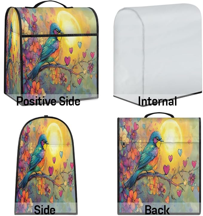 cfpolar Kitchen Aid Mixer Cover Compatible with 6-8 Quarts Vintage Bird Flowers Stand Mixer Cover Kitchen Aid Mixers Accessories Appliance Organizer Bag Dust Covers with Zipper Pocket