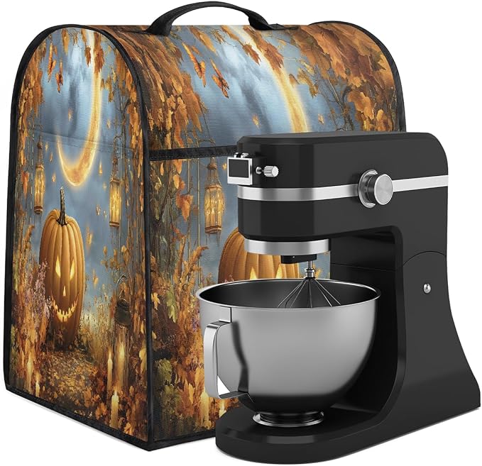 cfpolar Kitchen Aid Mixer Cover Compatible with 6-8 Quarts Fall Pumpkin Maple Leaves Stand Mixer Cover Kitchen Aid Mixers Accessories Appliance Organizer Bag Dust Covers with Zipper Pocket