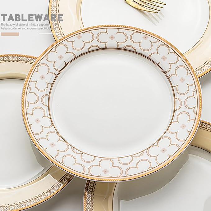 24-Piece Porcelain Dinnerware Set – Elegant Bone China Plates &amp coffee cup sets for 6 Perfect for Banquet Wedding Hotel or Family Gathering – Ideal Mother’s Day Gift DLCP0509-2