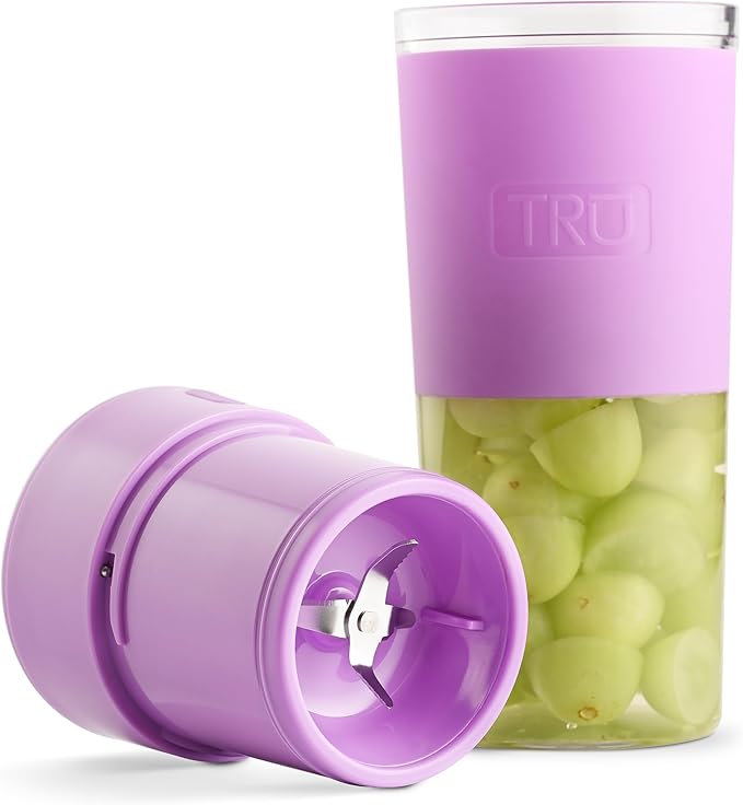TRU Hydration Blender with Single-Button Operation &amp USB Rechargeable Battery - Mini Personal Blender for Fruit Smoothies - Portable Travel Blender for Single Servings - Purple
