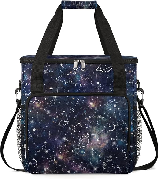 Galaxy Universe Starry Sky Coffee Maker Carring Bag Travel Carrying Storage Tote Bag Compatible Portable Single Serve Coffee Brewer Case with Pockets for K-cup Pods