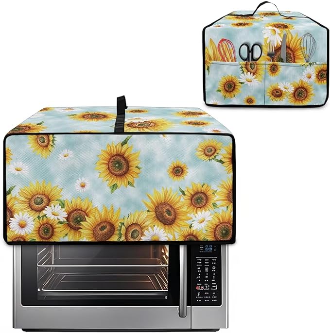 Doojoayie Small Appliance Covers Waterproof Toaster Oven Cover 6 Slice Kitchen Appliance Dust Protector 19.7x16x 10 Compatible with Toaster/Bread Machine Sunflower Print