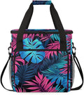 Blue Tropical Leaf Coffee Maker Carrying Bag Portable Travel Storage Tote Bag Compatible with K-Mini or K-Mini Plus Single Serve Coffee Brewer Carrying Case with Multiple Pockets &amp Shoulder Stra