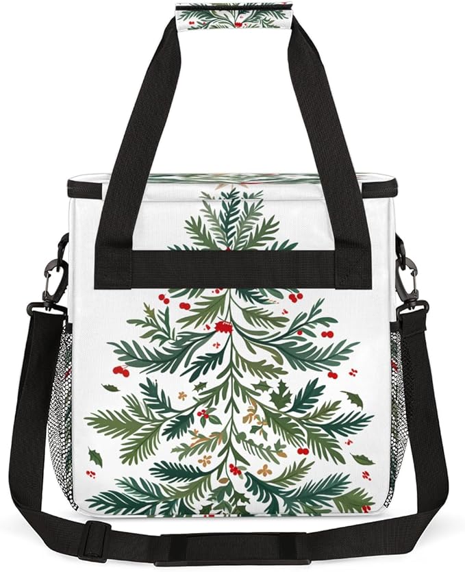 Cute Xmas Tree Coffee Maker Carrying Bag Portable Travel Storage Tote Bag Compatible with K-Mini or K-Mini Plus Single Serve Coffee Brewer Carrying Case with Multiple Pockets &amp Shoulder Strap