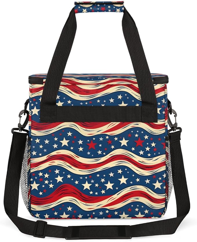 4th of JulyStripes Stars Coffee Maker Carrying Bag Travel Storage Bag Compatible with K-Mini or K-Mini Plus Single Serve Coffee Brewer Carrying Case with Multiple Pockets &amp Shoulder Strap