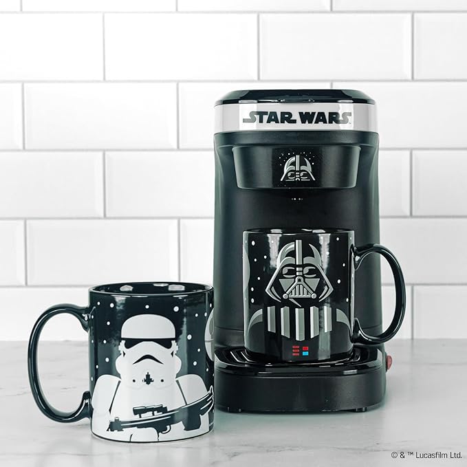 Star Wars Darth Vader &amp Stormtrooper Coffee Maker Set – Single Cup Coffee Maker with Mugs – Perfect for Mornings Movie Nights &amp Fan Kitchens