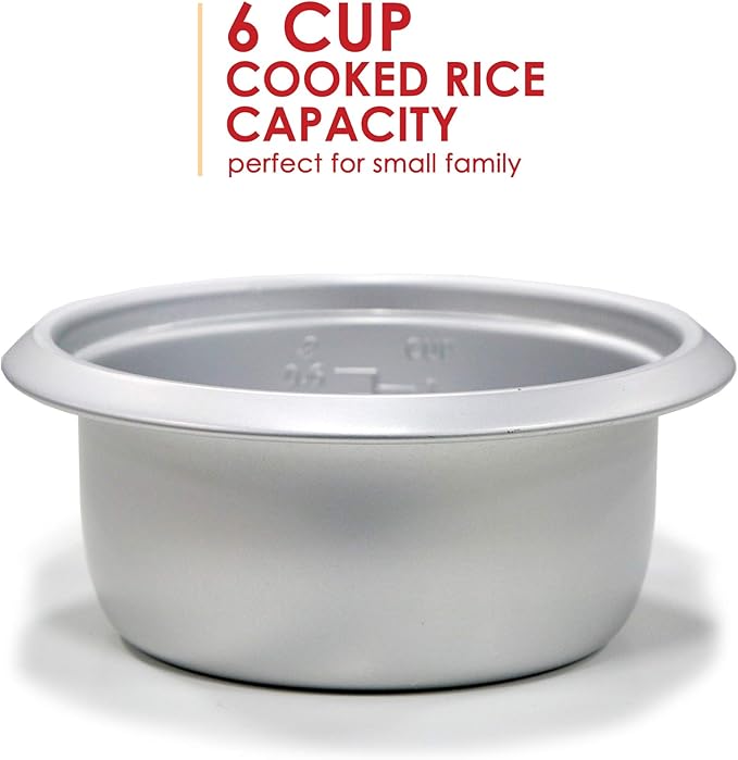 Elite Gourmet Elite Cuisine ERC006 Electric Rice Cooker with Automatic Keep Warm Makes Soups Stews Grains Hot Cereals White 6 Cups Cooked (3 Cups Uncooked)