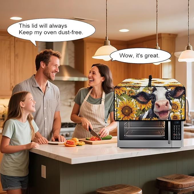 Doojoayie Small Appliance Covers Sunflower &amp Cow Toaster Oven Cover 4 Slice Kitchen Appliance Dust Protector 18.5x14.5x 9 Compatible with Toaster/Bread Machine