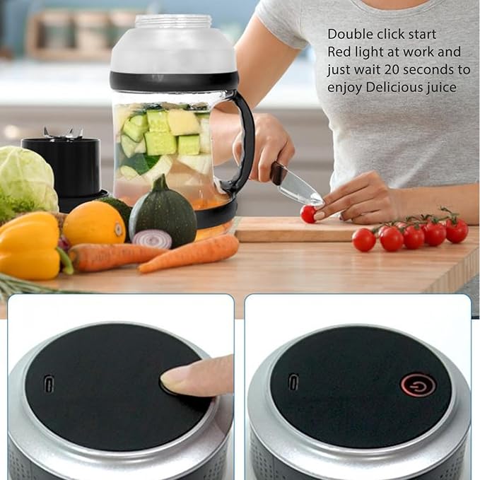 Yosoo Large Capacity 2L Sport Portable Blender with 6Blades for Shakes Smoothies 18000rpm High Speed Blender with 4000mAh Battery USB Charging Materials (Black)