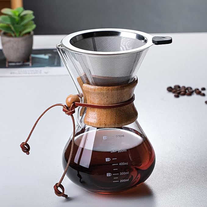 Pour Over Coffee Maker Pour Over Coffee Dripper 800ml V Spout Glass Coffee Maker Pour Over Coffee Filter Drip Coffee Maker