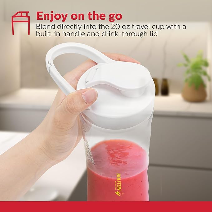 Holstein Housewares Personal Blender - Creamily Smooth Shakes and Smoothies BPA-Free 20oz To-Go Cups Golden Elegance Design 250W