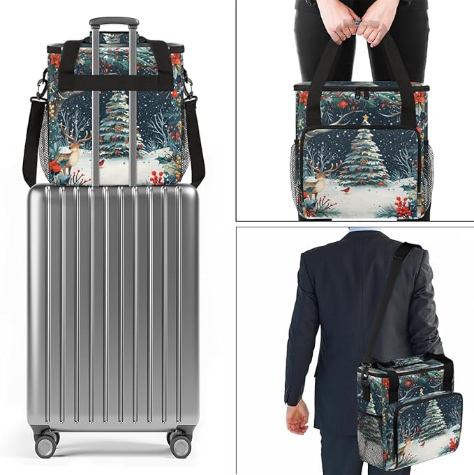 Abstract Tree Coffee Maker Carrying Bag Xmas Tree Travel Storage Bag Compatible with K-Mini or K-Mini Plus Single Serve Coffee Brewer Carrying Case with Multiple Pockets &amp Shoulder Strap