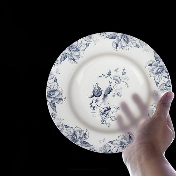 ceramic plate set for 4 24 piece bone china dinnerware set blue and white floral bird porcelain dishes sets for wedding housewarming hotel
