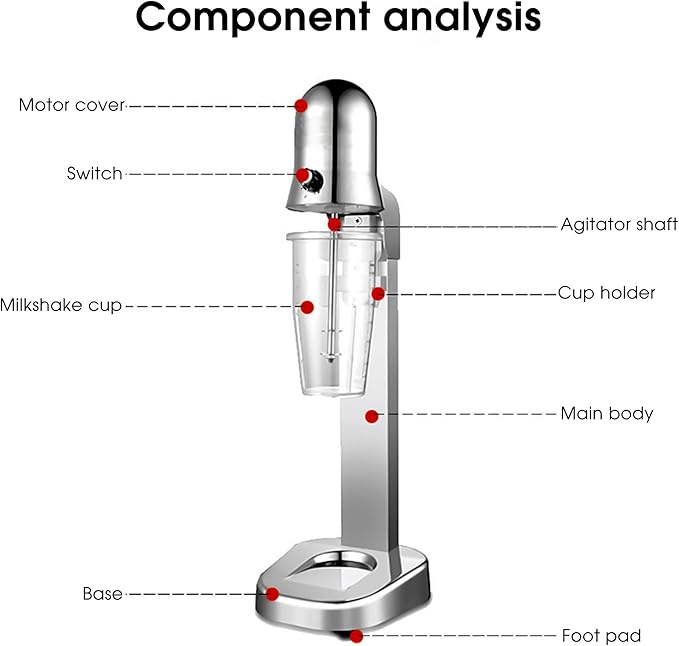 180W Electric Milk Shaker Machine 18000R/Min Ice Cream Smoothies Blender Professional Two-Speed Regulation Ce/Fcc/CCC/Pse
