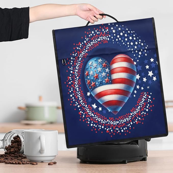 cfpolar Kitchen Aid Mixer Cover Compatible with 6-8 Quarts American Flag Love Heart Stand Mixer Cover Kitchen Aid Mixers Accessories Appliance Organizer Bag Dust Covers with Zipper Pocket