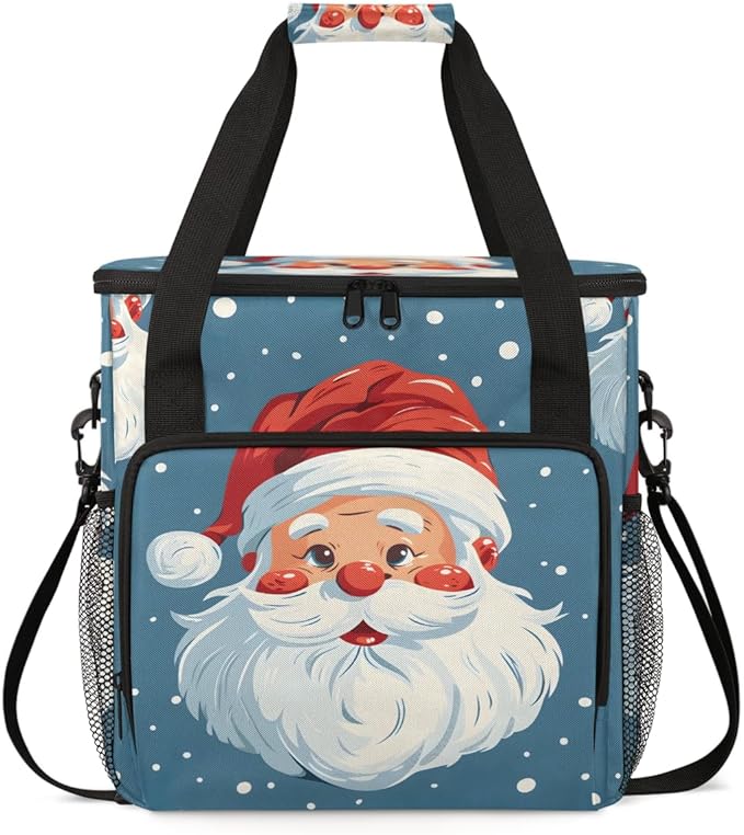 Cute Santa Claus Coffee Maker Carrying Bag Graffiti Santa Claus Travel Storage Bag Compatible with K-Mini or K-Mini Plus Single Serve Coffee Brewer Carrying Case with Pockets &amp Shoulder Strap