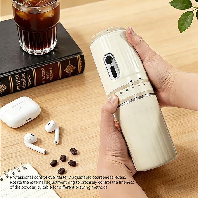 Portable Coffee Maker Innovative Mini Grinder Cup Electric Espresso Coffee Machine One Key Operation Detachable Design Precise Grinding for Travel Hiking Office Home Use