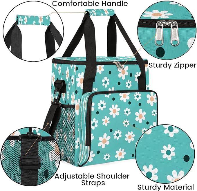Cute Daisy Flowers Coffee Maker Carrying Bag for Keurig K-Mini or K-Mini Plus Storage Portable Coffee Maker Travel Bag