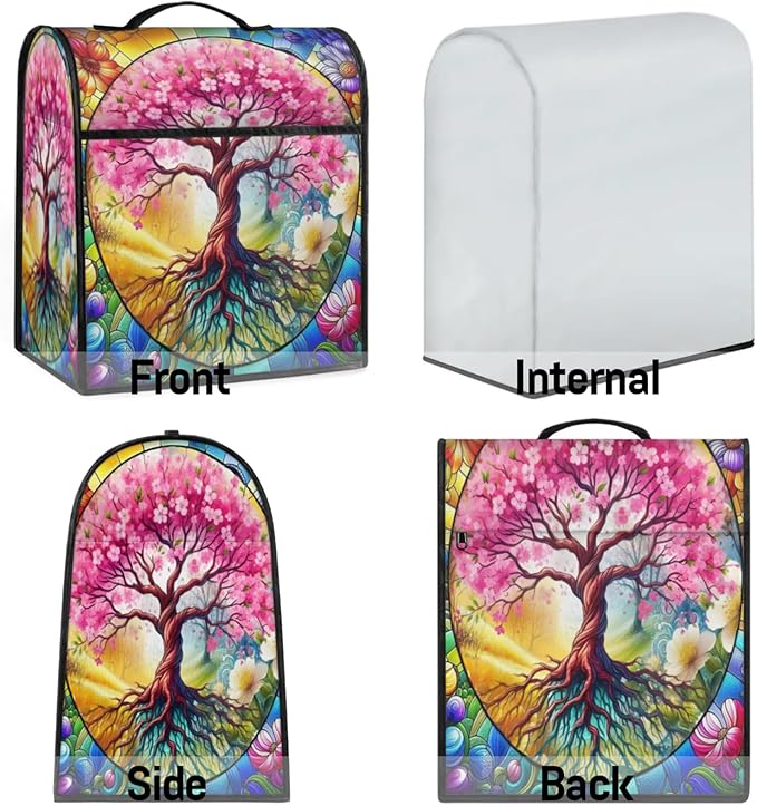 Kitchen Aid Mixer Cover Tree Of Life Flower Stand Mixer Cover Compatible with 6-8 Quarts Stand Mixers Dust Covers with Zipper Pocket Foldable Washable Kitchen Aid Organizer Bag