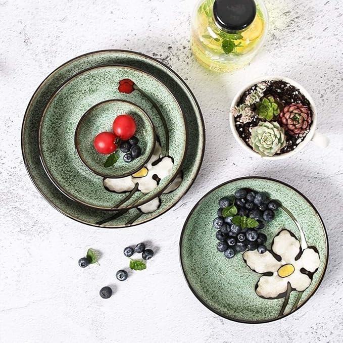 Porcelain Dinnerware Sets Plates and Bowls Sets Luxurious Reactive Glaze Dinnerware Set Plates Dishes Bowls Plates and Bowls Set for Picnic RV Use