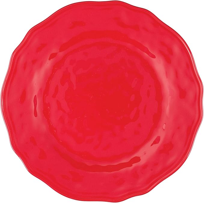 UPware 12 Piece Holiday Red Melamine Dinnerware Sets Outdoor Dishes Set Plates and Bowls Sets Christmas Decorations Service for 4 Red
