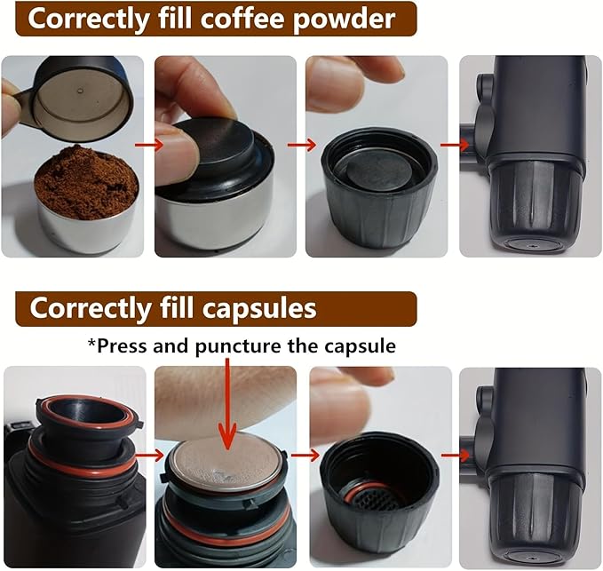 Portable Manual Espresso Coffee Maker - No Electricity Needed Compact &amp Lightweight for Travel Car Desk Home Use