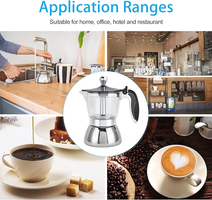 ZJchao 4 Cup Stainless Steel Coffee Maker Pot Efficient Design for Home and Office