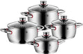 WMF Pot Set 4-Piece Quality One Steam Vent Glass Lid Cromargan® Stainless Steel Polished Suitable for Induction Hobs Dishwasher-Safe