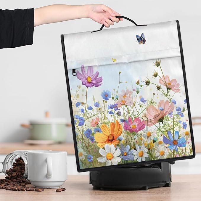 cfpolar Kitchen Aid Mixer Cover Compatible with 6-8 Quarts Butterfly Flower Pattern Stand Mixer Cover Kitchen Aid Mixers Accessories Appliance Organizer Bag Dust Covers with Zipper Pocket